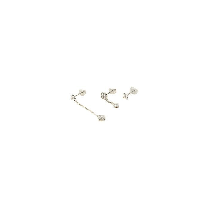 Set de 3 boucles d'oreilles Agatha BELOVED en argent