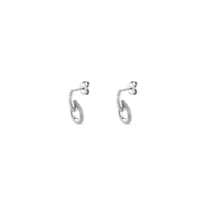 Boucles d'oreilles Agatha Gemini en argent rhodié et oxydes de zirconium