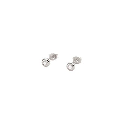 Boucles d'oreilles Agatha Odéon en argent rhodié et oxyde de zirconium