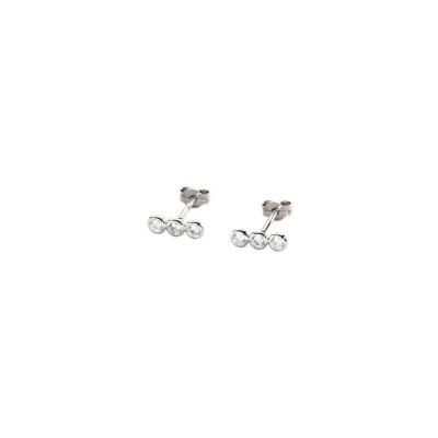 Boucles d'oreilles Agatha Odéon en argent rhodié et oxydes de zirconium