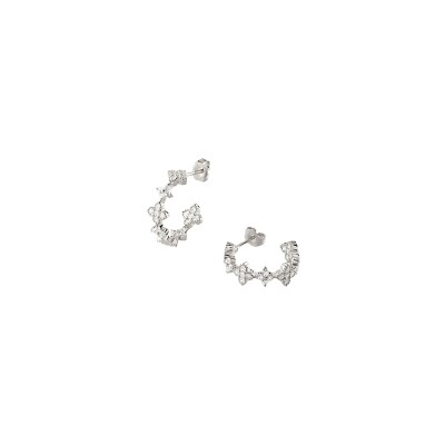Boucles d'oreilles créoles Agatha Beloved en argent et oxyde de zirconium