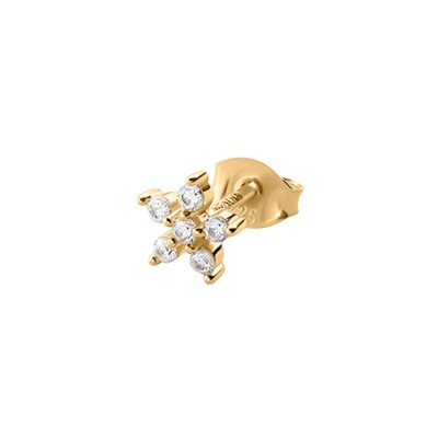 Mono boucle d'oreille Agatha fleur pavée Mix & Match en argent doré et oxyde de zirconium