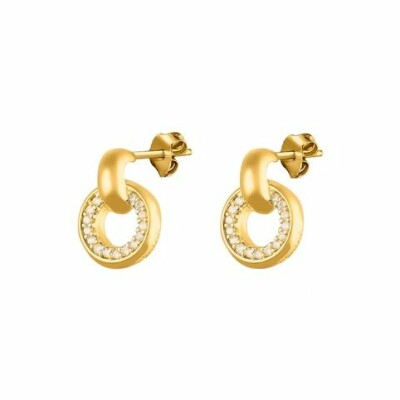 Boucles d'oreilles Agatha Links en laiton plaqué or et oxydes de zirconium