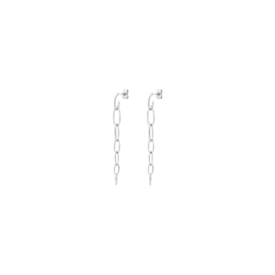 Boucles d'oreilles Agatha Chain en laiton rhodié