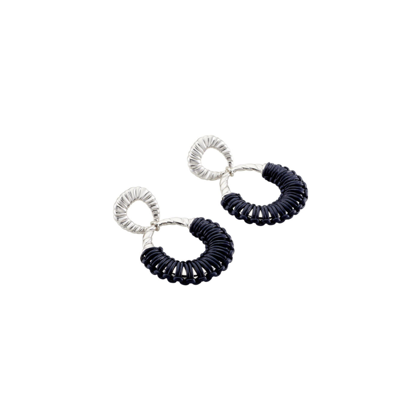 Boucles d'oreilles Agatha Twiggy en acier et cuir