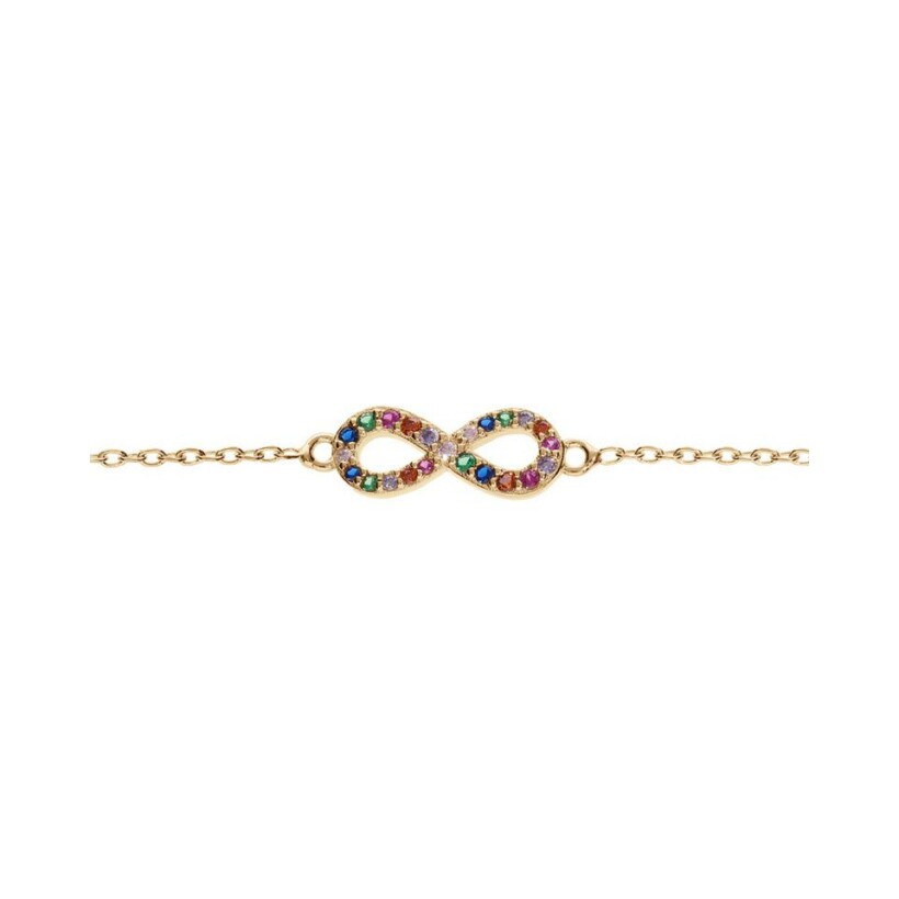 Bracelet infini empierré en argent doré et pierres de couleurs