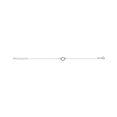 Bracelet cœur en argent rhodié et pierres de couleurs