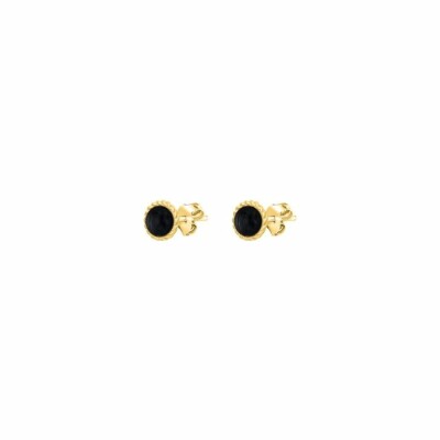 Boucles d'oreilles puces Agatha Aloha en laiton et onyx