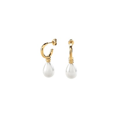 Boucles d'oreilles Agatha Batignolles en laiton doré, verre et perle de verre nacré