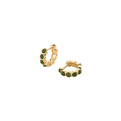 Boucles d'oreilles créoles Agatha Batignolles en laiton doré et pierre naturelle