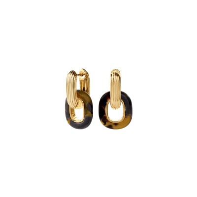 Boucles d'oreilles créoles Agatha Palais Royal en laiton doré et résine