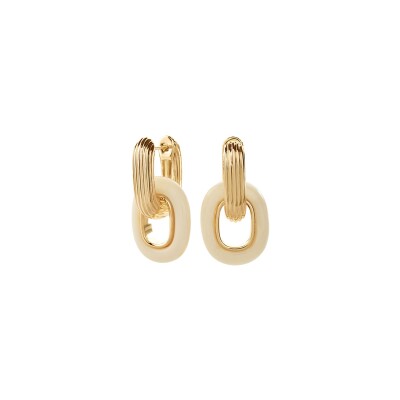 Boucles d'oreilles créoles Agatha Palais Royal en laiton doré et résine