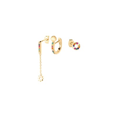Mono boucle d'oreille Agatha Rainbow en argent doré