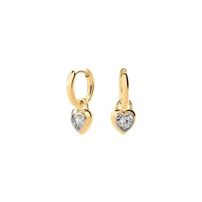 Boucles d'oreilles créoles Agatha Victoire en laiton doré et oxyde de zirconium