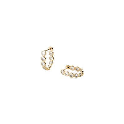 Boucles d'oreilles créoles Agatha Saint Germain en laiton doré, oxyde de zirconium et verre