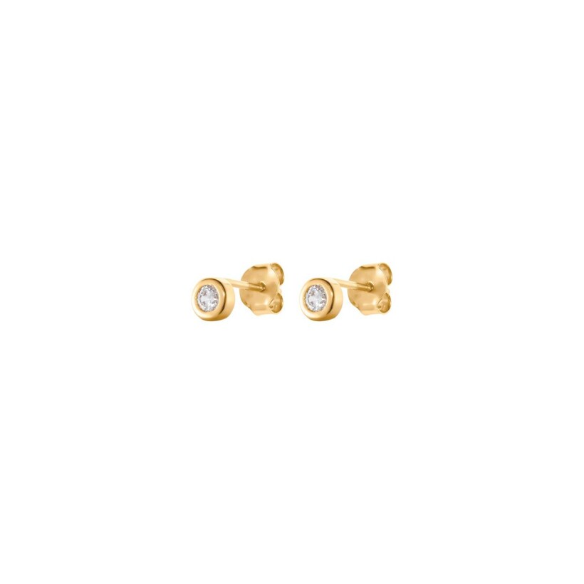Boucles d'oreilles Agatha Brillant en argent doré et oxydes de zirconiums