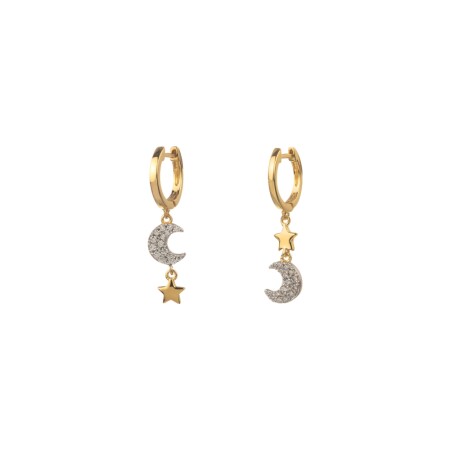 Boucles d'oreilles Agatha Sara en argent doré et oxydes de zirconium