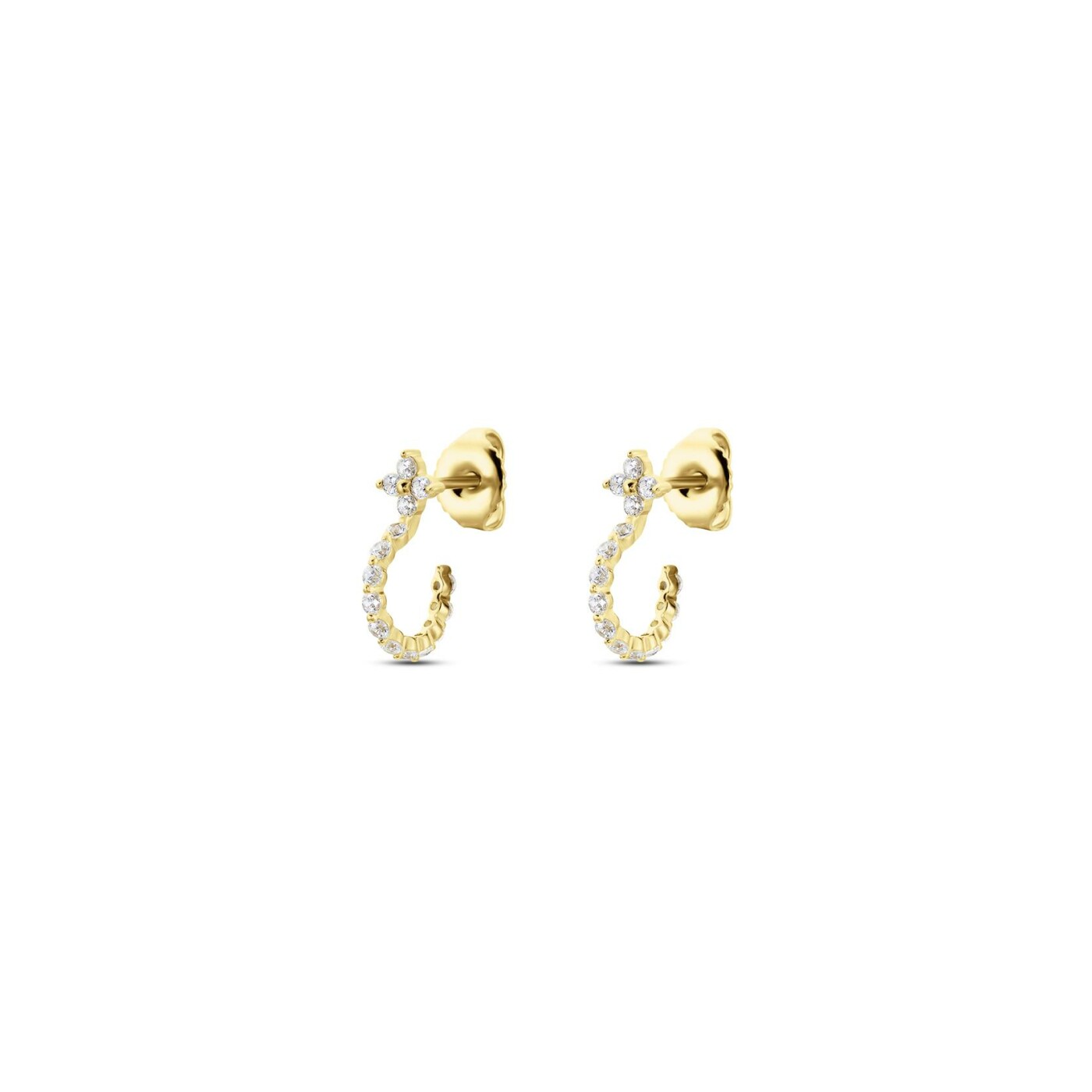 Boucles d'oreilles Agatha Beloved en argent doré et oxydes de zirconium