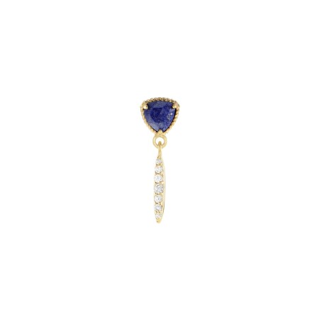 Mono Boucle d'oreille Agatha Precious en argent doré, lapis lazuli et oxydes de zirconium