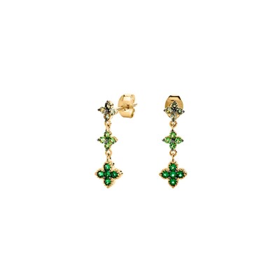 Boucles d'oreilles pendantes Agatha Beloved en argent doré et oxyde de zirconium