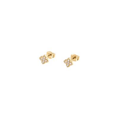 Boucles d'oreilles Agatha Beloved en argent doré et oxyde de zirconium