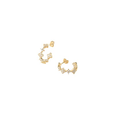 Boucles d'oreilles créoles Agatha Beloved en argent doré et oxyde de zirconium
