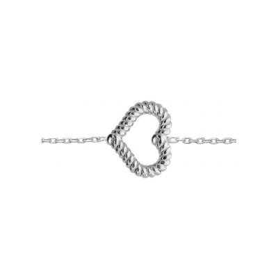 Bracelet cœur torsadé evidé en argent rhodié