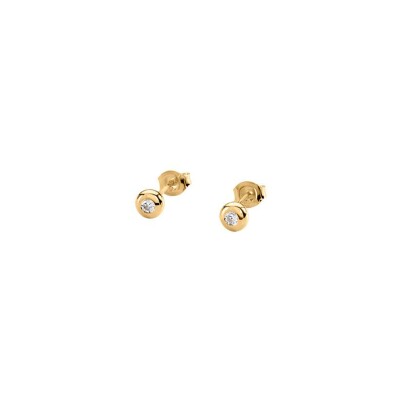 Boucles d'oreilles Agatha Odéon en argent doré et oxyde de zirconium