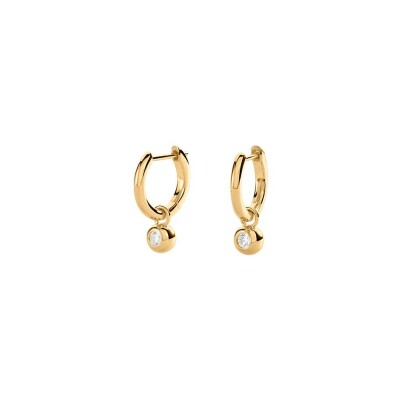 Boucles d'oreilles créoles Agatha Odéon en argent doré et oxyde de zirconium