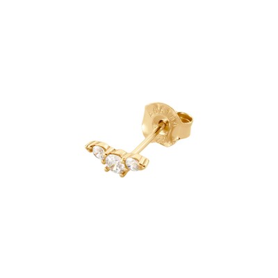 Mono boucle d'oreille Agatha croissant de lune en argent doré et oxyde de zirconium