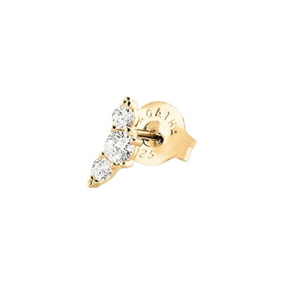 Mono boucle d'oreille Agatha croissant de lune en argent doré et oxyde de zirconium