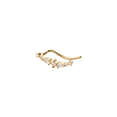 Mono boucle d'oreille Agatha aile pavée Mix and Match en argent doré et oxyde de zirconium