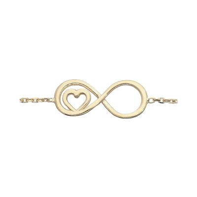 Bracelet infini et cœur en argent doré