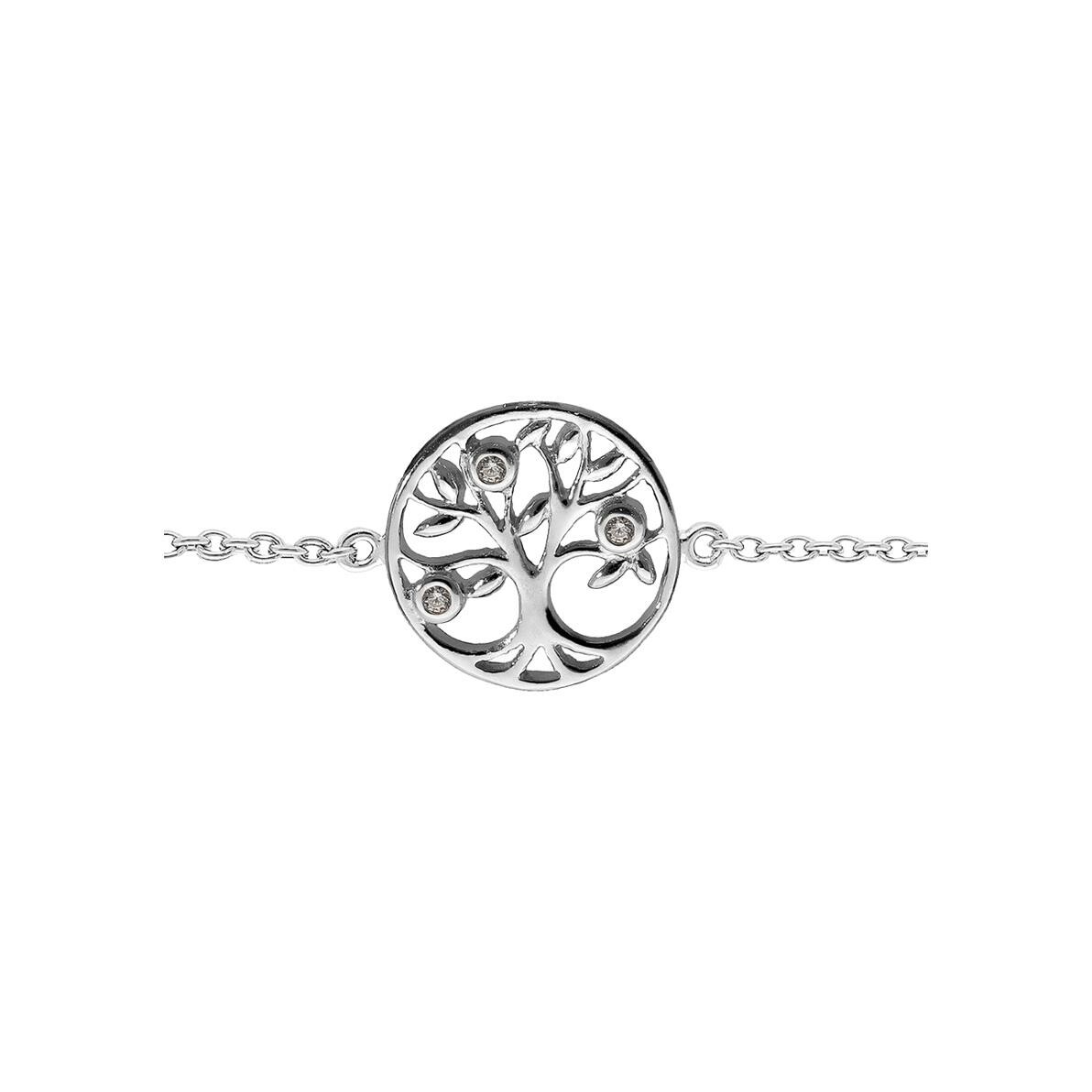 Bracelet argent rhodié arbre de vie oxydes blancs sertis