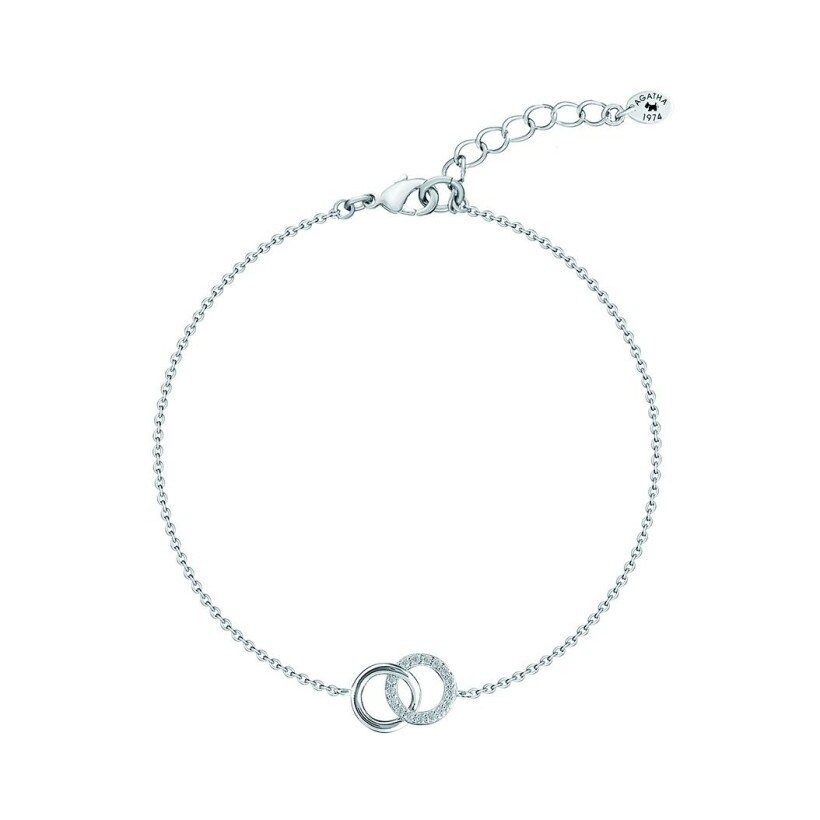 Bracelet anneaux entrelacés Agatha Rondou en argent et oxydes de zirconium
