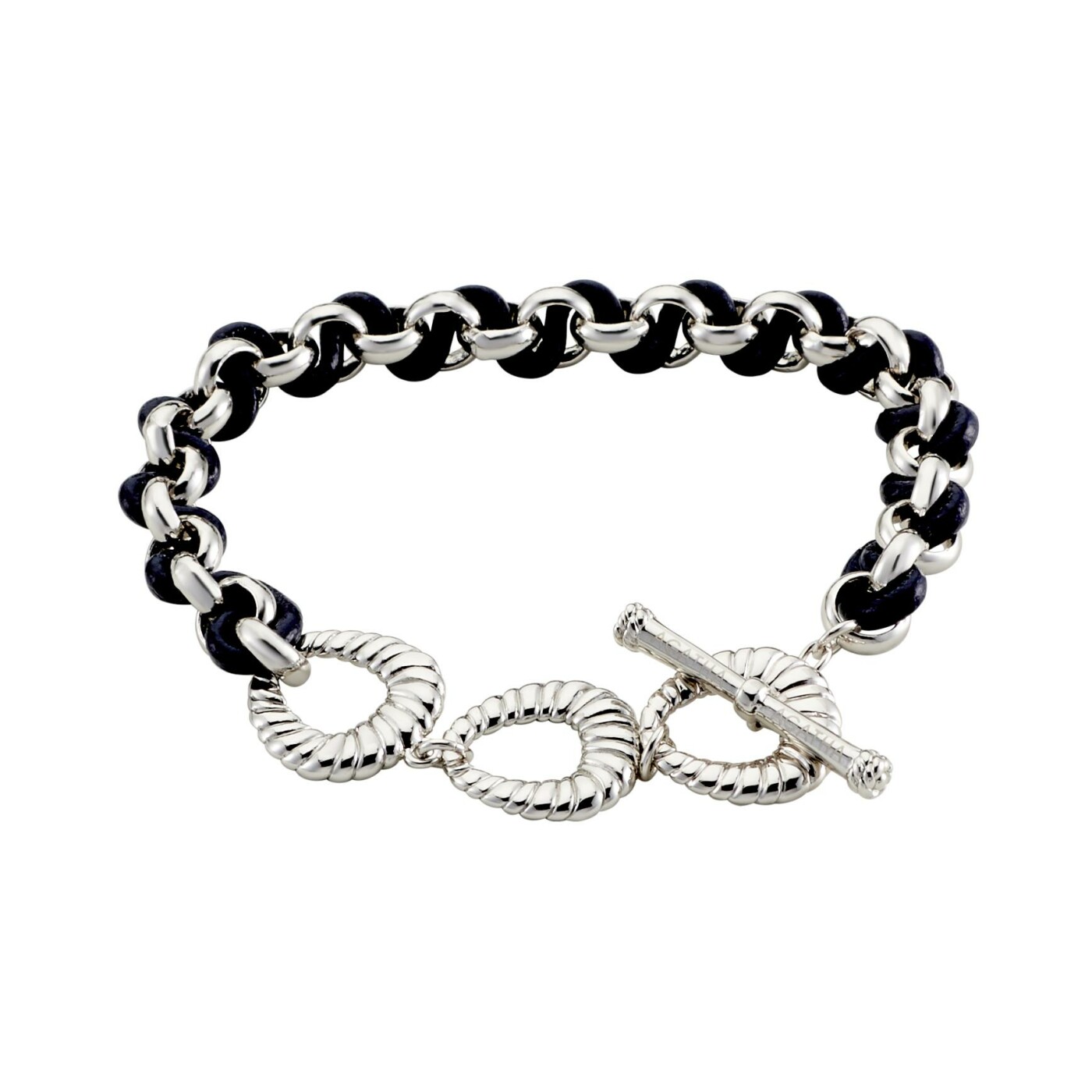 Bracelet Agatha Twiggy en acier et cuir