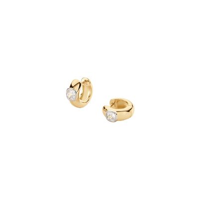 Boucles d'oreilles créoles Agatha Victoire en laiton doré et oxyde de zirconium