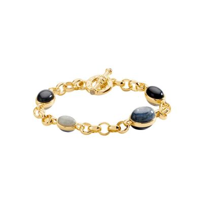 Bracelet Agatha La Riviera en laiton doré et pierres naturelles