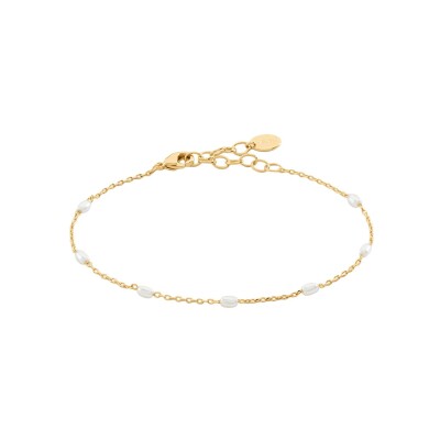 Bracelet Agatha Jasmin en laiton doré, verre et perle de verre