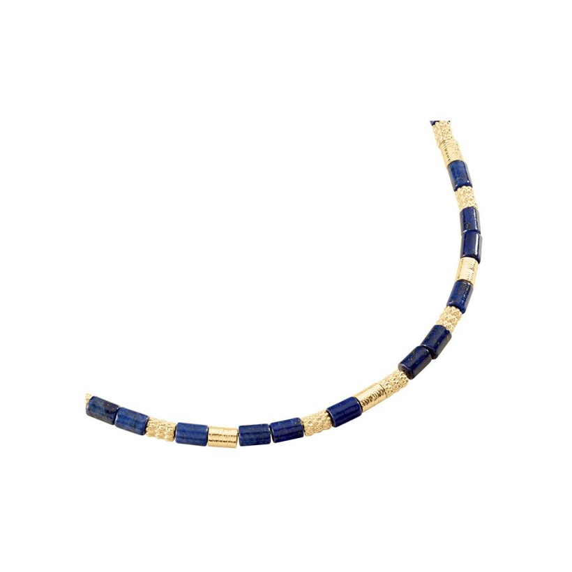 Collier Agatha PETRA en laiton et lapis lazuli