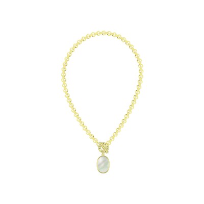 Collier Agatha La Riviera en laiton doré et pierre naturelle