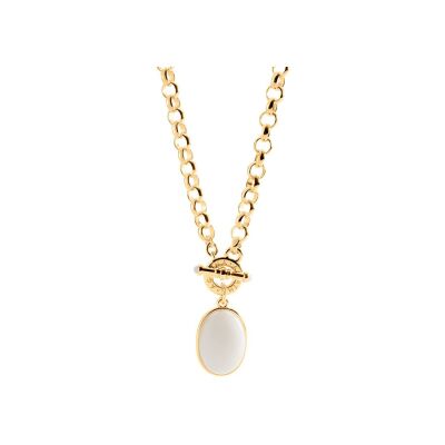 Collier Agatha La Riviera en laiton doré et pierre naturelle
