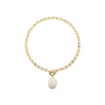 Collier Agatha La Riviera en laiton doré et pierre naturelle