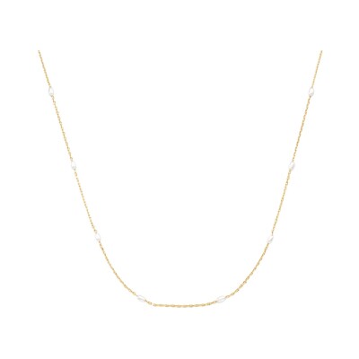Collier Agatha Jasmin en laiton doré, verre et perle de verre