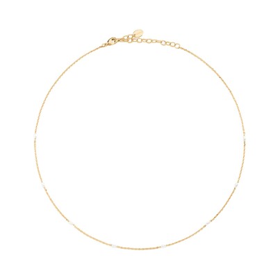 Collier Agatha Jasmin en laiton doré, verre et perle de verre