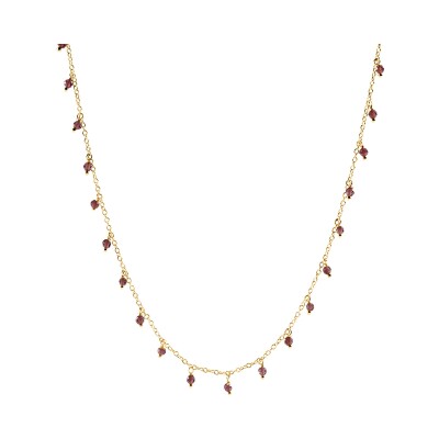 Collier Agatha Alma en laiton, grenat et pierre naturelle