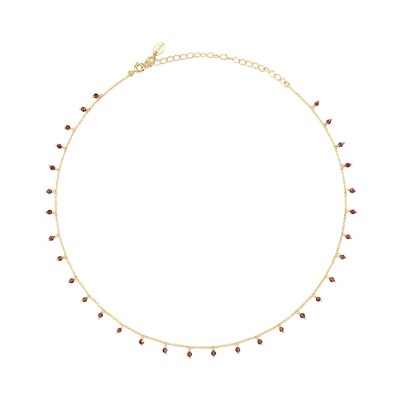 Collier Agatha Alma en laiton, grenat et pierre naturelle