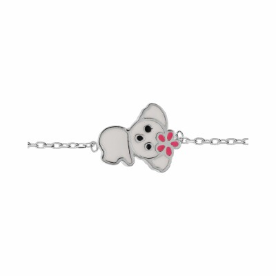 Bracelet koala en argent rhodié et résine blanche