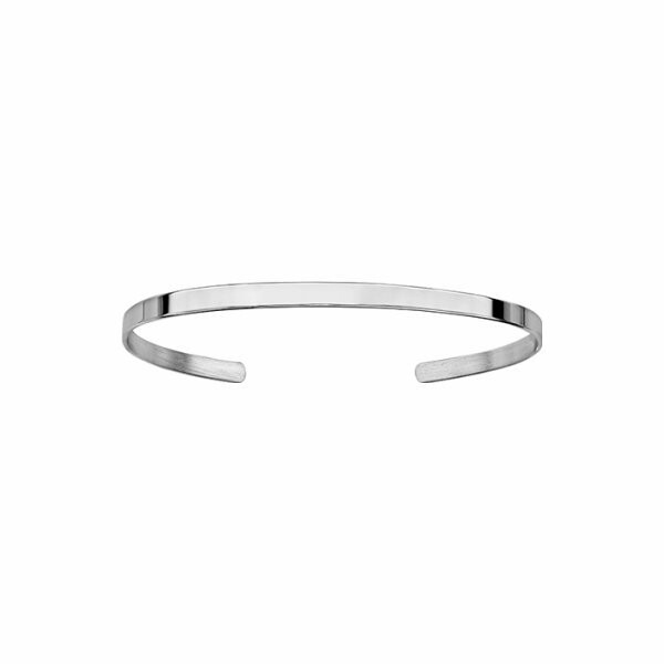 Bracelet argent rhodié esclave ouvert ruban 3mm diamètre 60 par 47mm