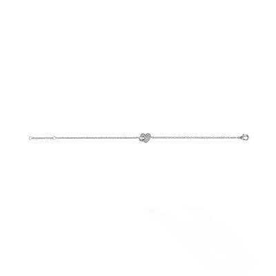 Bracelet argent rhodié double cœur pavé oxydes blancs